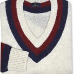Brooks Brothers Mens Preppy Striped Wool V-Neck Sweatshirt Sweater, brooks brothers