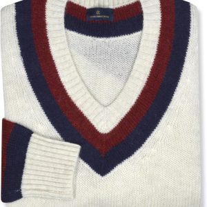 Brooks Brothers Mens Preppy Striped Wool V-Neck Sweatshirt Sweater, brooks brothers