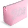 Juicy Couture Pink Makeup Bag Cosmetics Organizer Travel Essentials Top Zip Pouch Rhinestone Velour-4