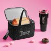 Juicy Couture Chill Couture Lunch Tote Bag With Adjustable Strap, Black Debossed Leopard Velour with Silver Juicy Rhinestones - Women's Lunch Box Bag for Work, School, Travel-4