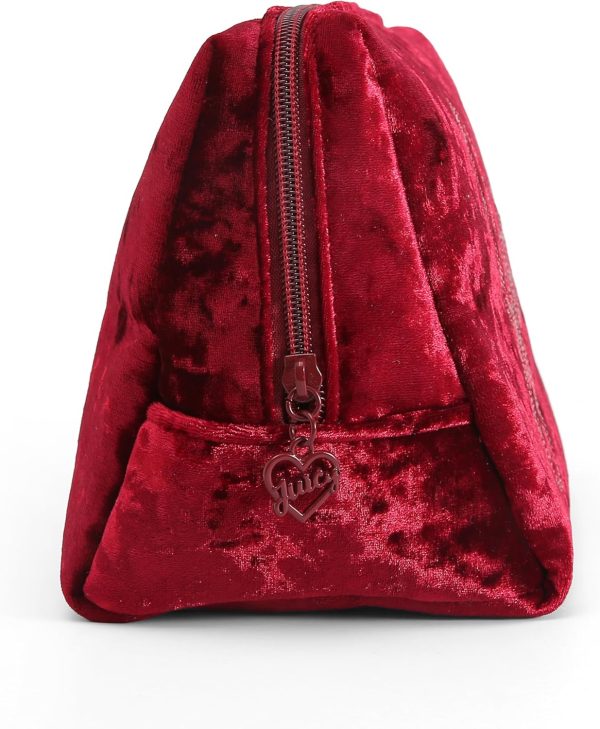 Juicy Couture Green Makeup Bag Cosmetics Organizer Travel Essentials Zip Top Wedge Crushed Velvet Sequin Logo makeup organizer