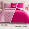 Juicy Couture Plush Reversible Trellis Link 4-Piece King Comforter Set with Decorative Pillow, Pink trellis huggingface