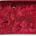 Juicy Couture Red Makeup Bag Cosmetics Organizer Travel Essentials Zip Top Wedge Crushed Velvet Sequin Logo juicy juice