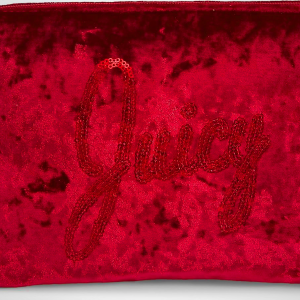 Juicy Couture Red Makeup Bag: Velvet Cosmetic Organizer with Sequins