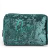 Juicy Couture Green Makeup Bag Cosmetics Organizer Travel Essentials Zip Top Wedge Crushed Velvet Sequin Logo juicy couture