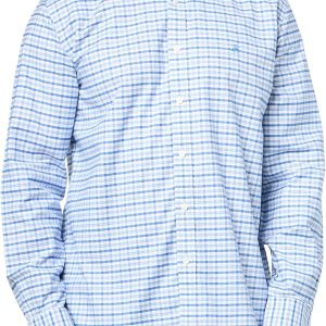 Stretch Cotton Non-Iron Oxford Polo Button-Down Collar, Outline Check Shirt non-iron