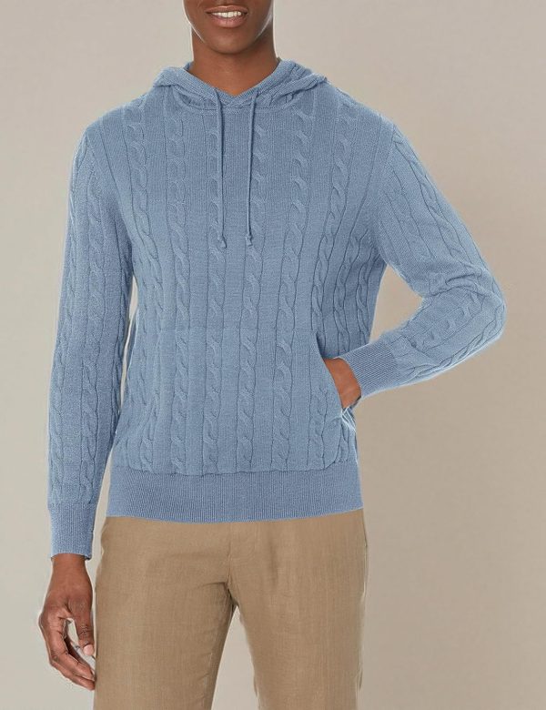 Brooks Brothers mens Cotton Cable Knit Hoodie Sweater cable tv