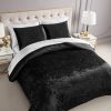 Juicy Couture Crushed Velvet Queen Comforter and Sham Set, 3-Piece Full/Queen Bedding Set - (1) 90"x90" Comforter and (2) 20"x26" Sham - Black crushed red