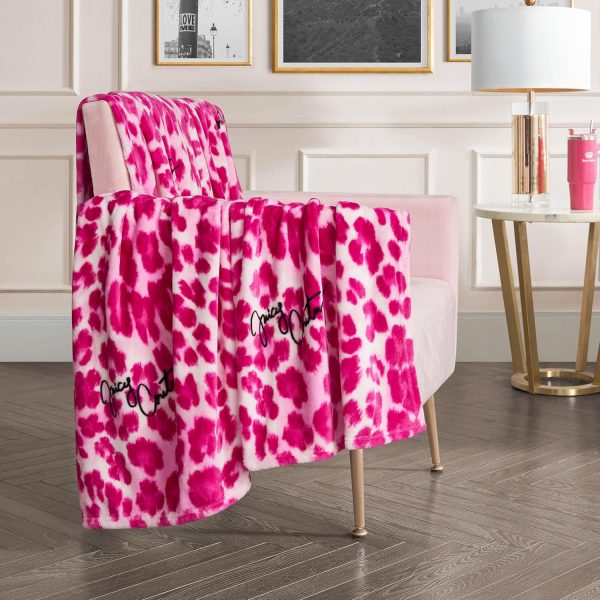 Juicy Couture Luxurious Throw Blanket for Couch - 50” x 70” Inches - Regent Leopard Print Blanket - Plush & Cozy Throw Blanket - Decorative Blankets for Sofas, Throws for Chairs, and Beds – Pink-2