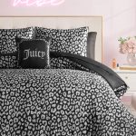 Juicy Couture Modern Black Leopard Satin Queen Comforter Set - Luxury Bed in a Bag – Soft & Stylish 8-Piece Bedding Collection juicy crab