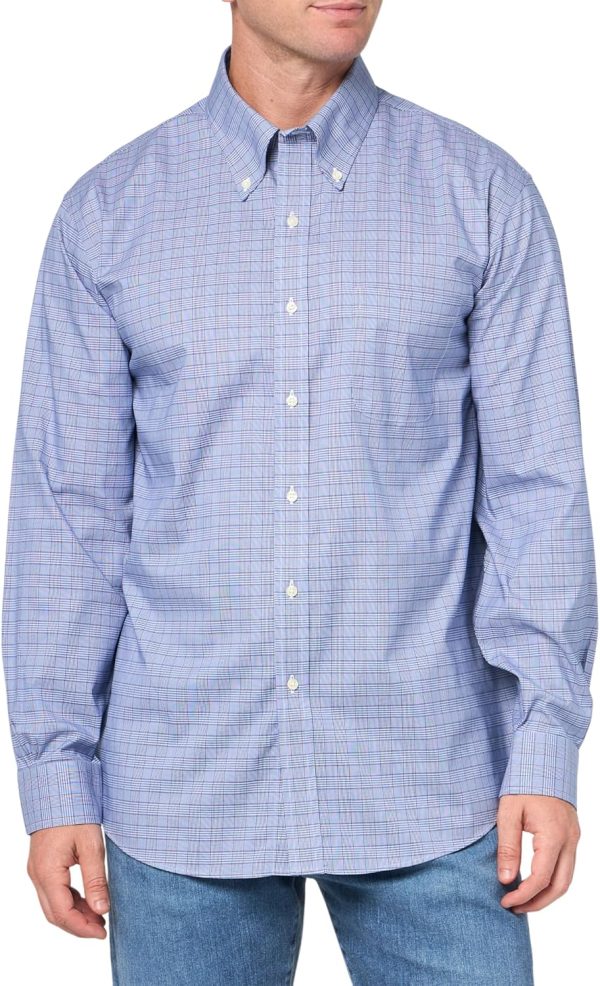 Brooks Brothers Mens Regular Fit Stretch Supima Cotton Non-Iron Pinpoint Oxford Button Down Collar Long Sleeve Polo regular