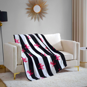Juicy Couture Cabana Plush Black Striped 50"X70" Fuzzy Throw Blanket - Luxurious Microfiber Plush Blanket for Ultimate Comfort and Cozy Warmth