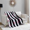 Juicy Couture Cabana Plush Black Striped 50"X70" Fuzzy Throw Blanket - Luxurious Microfiber Plush Blanket for Ultimate Comfort and Cozy Warmth plushshop