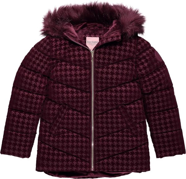 Juicy Couture Girls Coat, Faux Fur Hooded Winter Jacket, Warm Padded Parka Hoodie, Kids Heavyweight Winter Coat faux pas