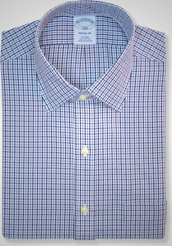Brooks Brothers Regular Fit Cotton Mixed Check Plaid Pocket Dress Shirt,