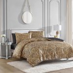 Juicy Couture Full/Queen Leopard Satin Comforter Set - Cheetah Print 3-Piece Machine Washable Reversible Animal Print Bedding Comforter and Sham Set queen size bed