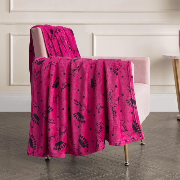 Juicy Couture Luxurious Throw Blanket for Couch - 50” x 70” Inches - Crown Royal Blanket - Plush & Cozy Throw Blanket - Decorative Blankets for Sofas, Throws for Chairs, and Beds – Hot Pink-2