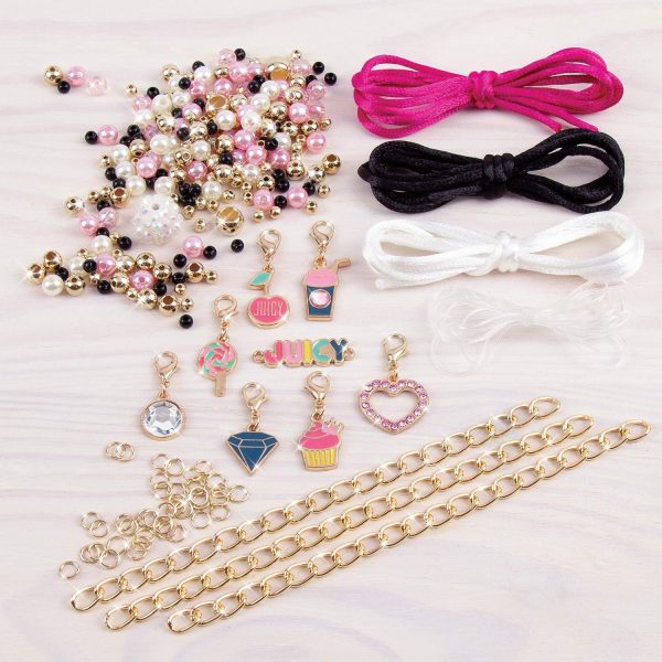 Make It Real - Juicy Couture Pink and Precious Bracelets - DIY Charm Bracelet Making Kit - Friendship Bracelet Kit with Charms, Beads & Cords - Arts & Crafts Bead Kit for Girls - Makes 8 Bracelets-2