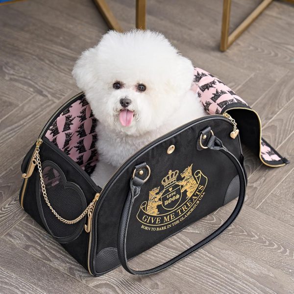 Juicy Couture Give Me Treats Pet Carrier - Stylish Black Travel Bag for Small Dogs and Cats-3