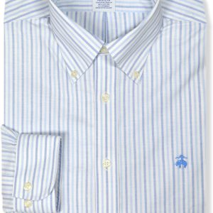 Brooks Brothers Mens Regular Fit Mixed Oxford Cotton Blend Button Down Shirt, regular