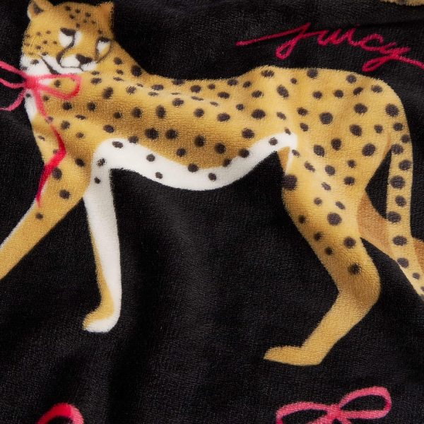 Juicy Couture Cheetah in Bows 50" x 70" Plush Throw Blanket, Black - Decorative Blankets for Sofas, Throws for Chairs, and Beds-3