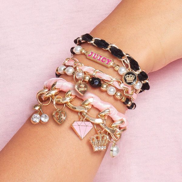 Juicy Couture Mini Chains and Charms Bracelet Kit - DIY Charm & Friendship Bracelet Making Set with Beads, Charms & Cords - Create 5 Bracelets, Arts & Crafts Gift for Girls Tweens Ages 8+ juicy crab