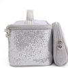 Juicy Couture Silver Makeup Bag Cosmetics Organizer Travel Essentials Train Case Coin Purse Glitter Rhinestone Velour makeupforever