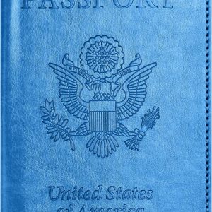 Eoehro Unisex-Adult Passport and Vaccine Card Holder Combo, Sky Blue, Faux Leather, RFID Protected android system webview