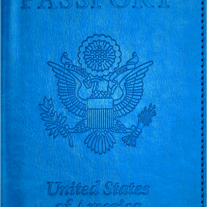 Eoehro Unisex-Adult Passport and Vaccine Card Holder Combo, Sky Blue, Faux Leather, RFID Protected