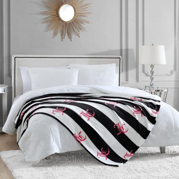 Juicy Couture Cabana Plush Black Striped 50"X70" Fuzzy Throw Blanket - Luxurious Microfiber Plush Blanket for Ultimate Comfort and Cozy Warmth juicy seafood and bar