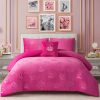 Juicy Couture Plush Reversible Embossed Crown 4-Piece Full/Queen Comforter Set with Decorative Pillow, Hot Pink plushshop
