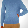 Brooks Brothers mens Cotton Cable Knit Hoodie Sweater