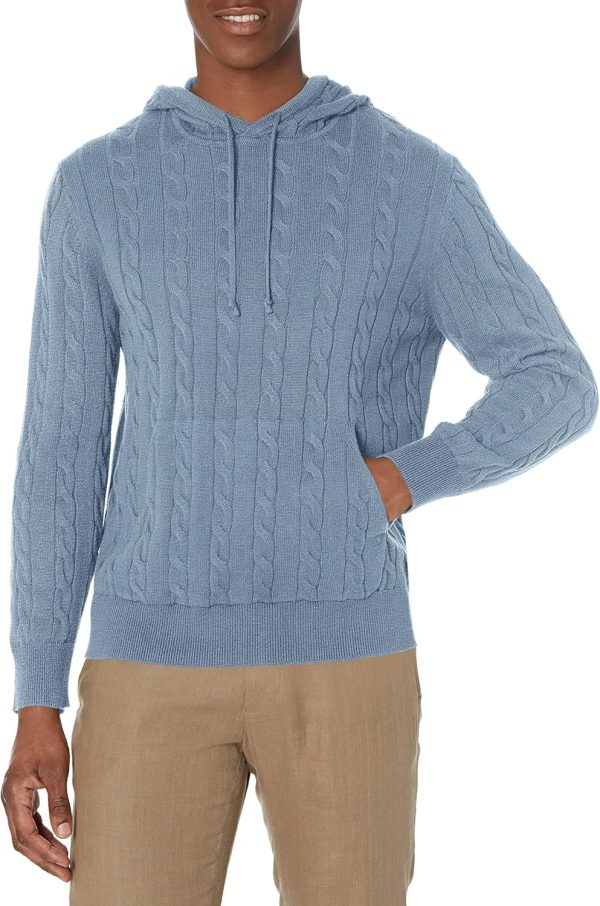 Brooks Brothers mens Cotton Cable Knit Hoodie Sweater cotton swab