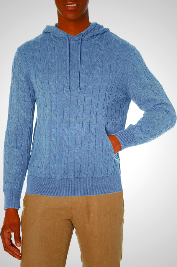 Brooks Brothers mens Cotton Cable Knit Hoodie Sweater