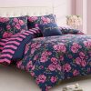 Juicy Couture Rose Logo Queen Comforter Set, Navy/Pink – 8-Piece Complete Bed in a Bag rosewood
