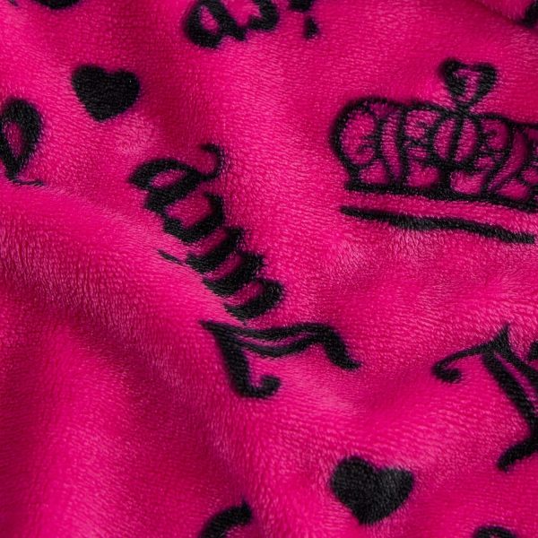 Juicy Couture Logo Crown 50" x 70" Plush Throw Blanket, Hot Pink - Decorative Blankets for Sofas, Throws for Chairs, and Beds-3