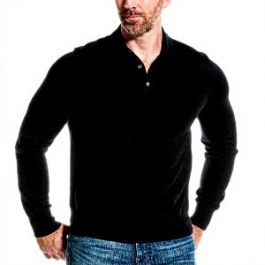 Brooks Brothers Men's Merino Wool Long Sleeve Polo Shirt - Soft Knit