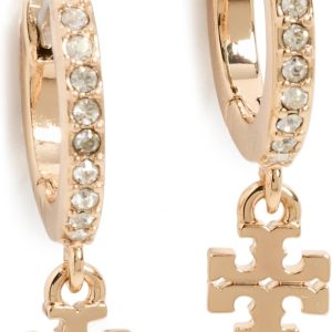 Tory Burch Eleanor Pave Huggie Earrings in Gold/Crystal, One Size-0