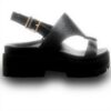 Vionic Alondra Lug Heeled Sandal Black Leather Arch Support