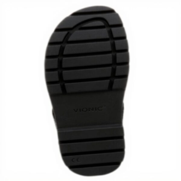 Vionic Alondra Lug Heeled Sandal Black Leather Arch Support