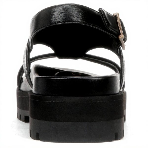 Vionic Alondra Lug Heeled Sandal Black Leather Arch Support