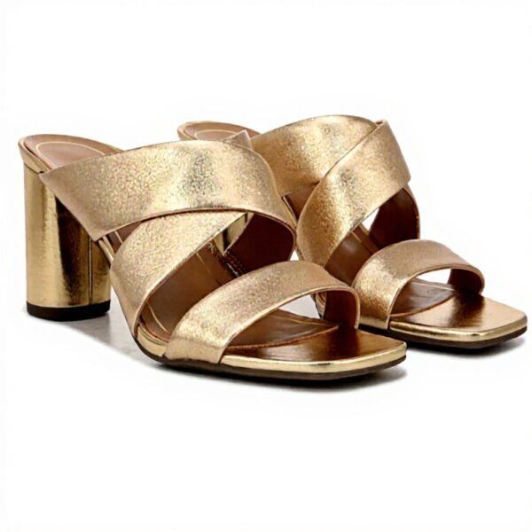 Vionic Women's MerlotSlide Sandal Gold Metallic Leather Support