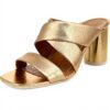 Vionic Women's MerlotSlide Sandal Gold Metallic Leather Support