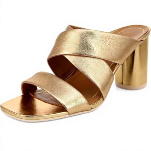 Vionic Women's MerlotSlide Sandal Gold Metallic Leather Support