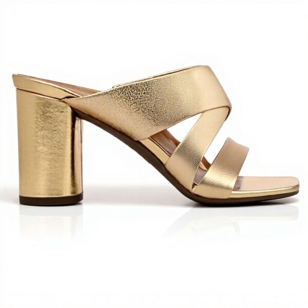 Vionic Women's MerlotSlide Sandal Gold Metallic Leather Support