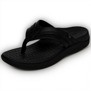Vionic Mens Sandals Black Leather Arch Support