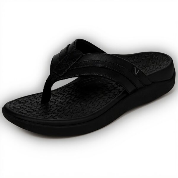 Vionic Mens Sandals Black Leather Arch Support