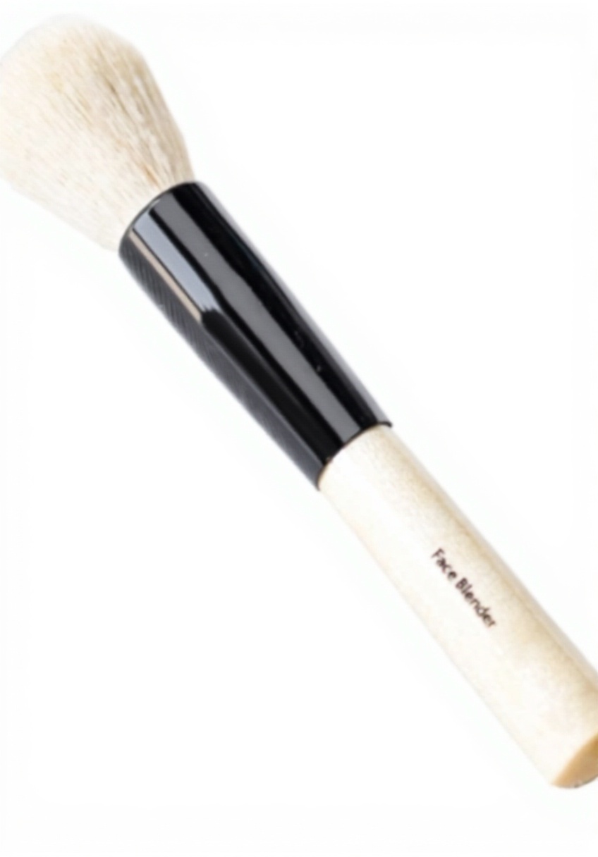 Bobbi Brown Face Blender Brush held against a makeup palette